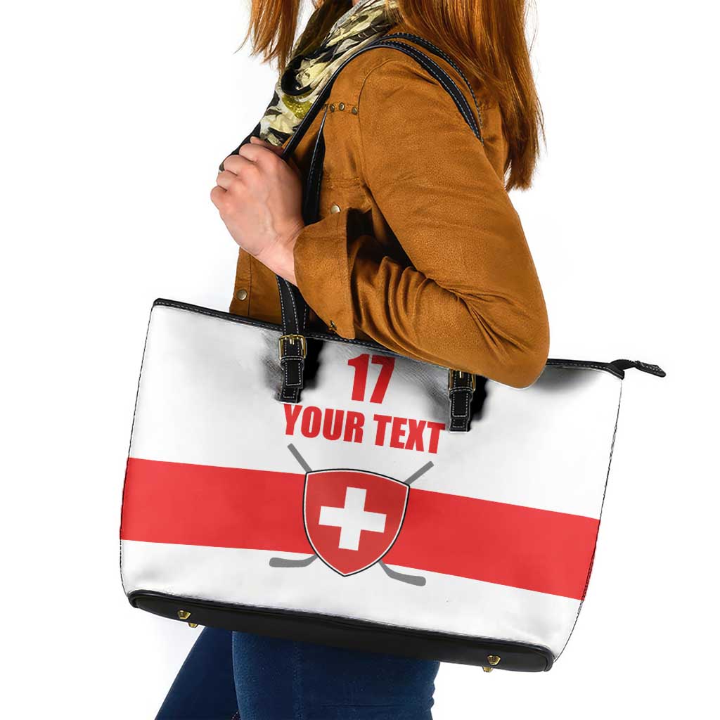 Custom Switzerland Ice Hockey Leather Tote Bag Come on La Nati