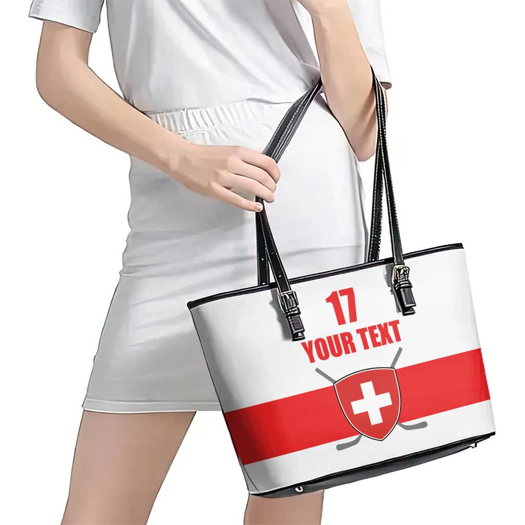 Custom Switzerland Ice Hockey Leather Tote Bag Come on La Nati