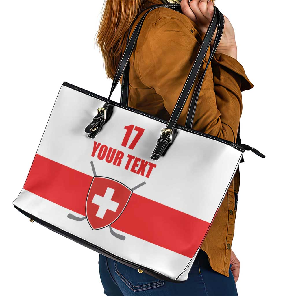 Custom Switzerland Ice Hockey Leather Tote Bag Come on La Nati