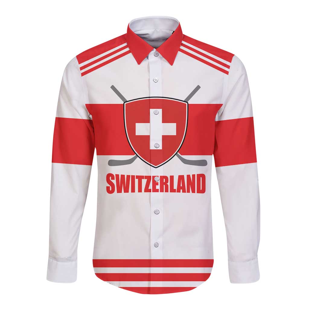 Custom Switzerland Ice Hockey Long Sleeve Button Shirt Come on La Nati