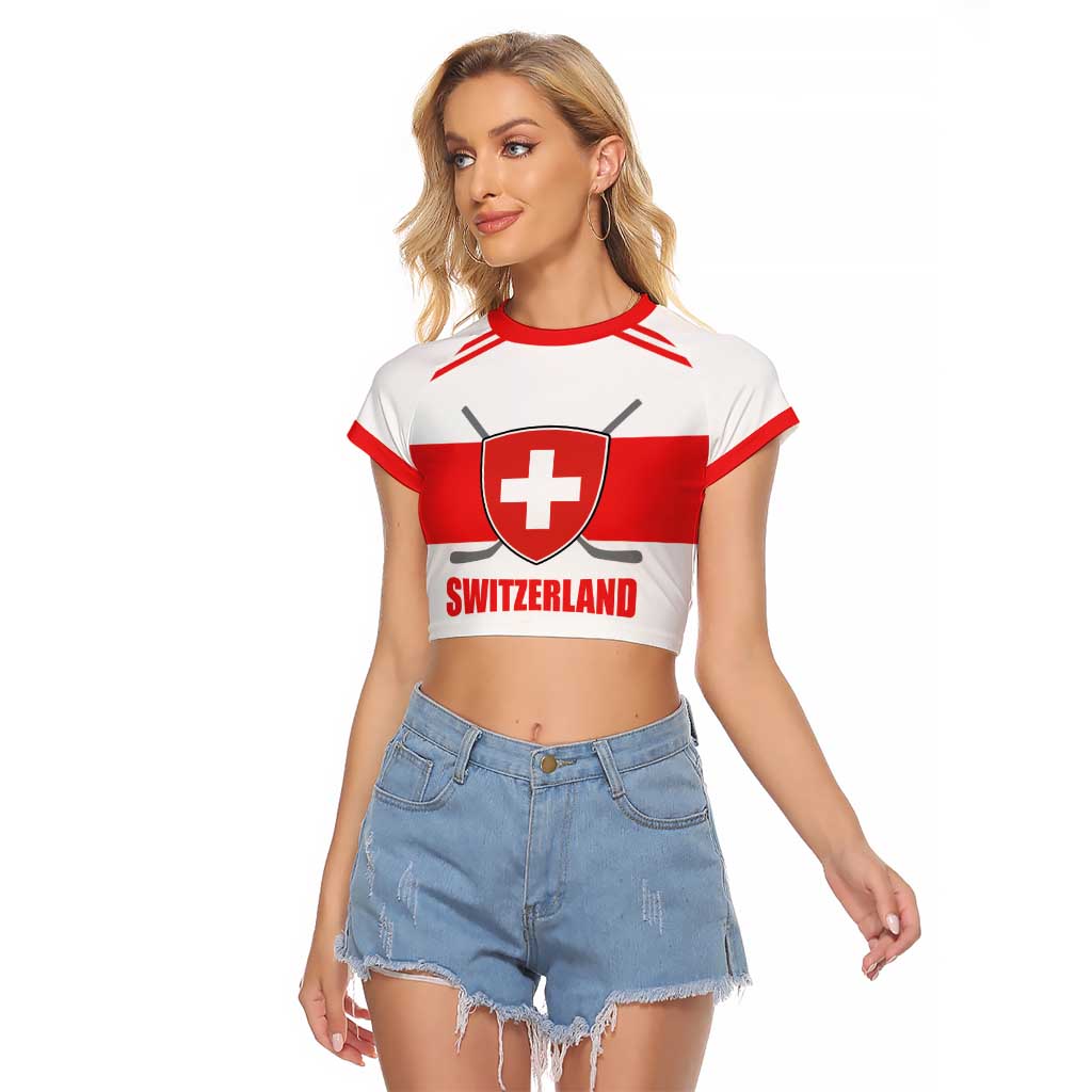 Custom Switzerland Ice Hockey Raglan Cropped T Shirt Come on La Nati