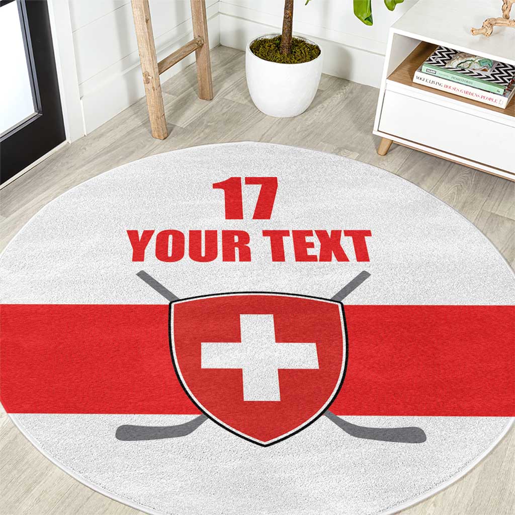 Custom Switzerland Ice Hockey Round Carpet Come on La Nati