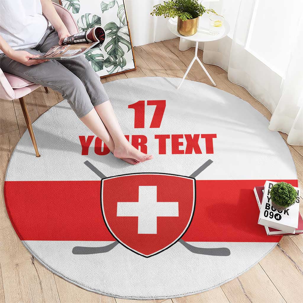 Custom Switzerland Ice Hockey Round Carpet Come on La Nati