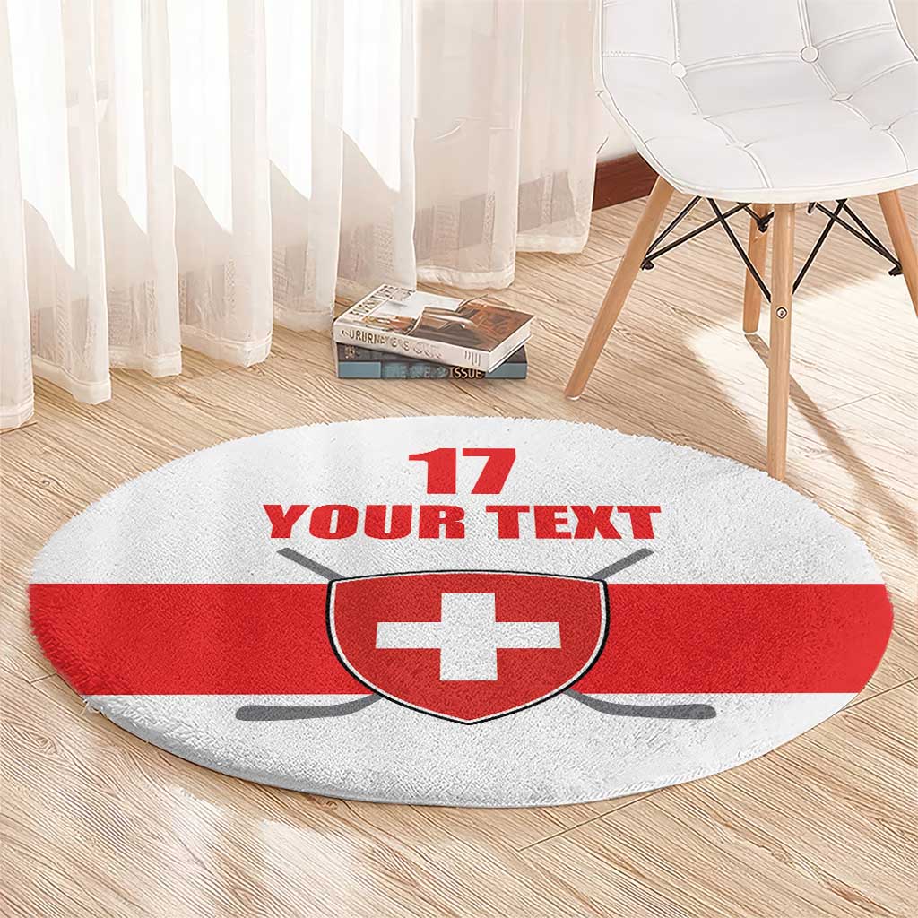 Custom Switzerland Ice Hockey Round Carpet Come on La Nati