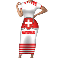 Custom Switzerland Ice Hockey Short Sleeve Bodycon Dress Come on La Nati