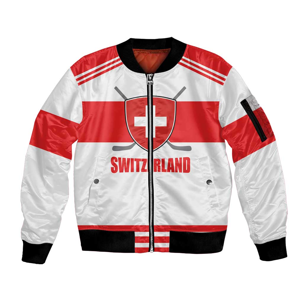 Custom Switzerland Ice Hockey Sleeve Zip Bomber Jacket Come on La Nati
