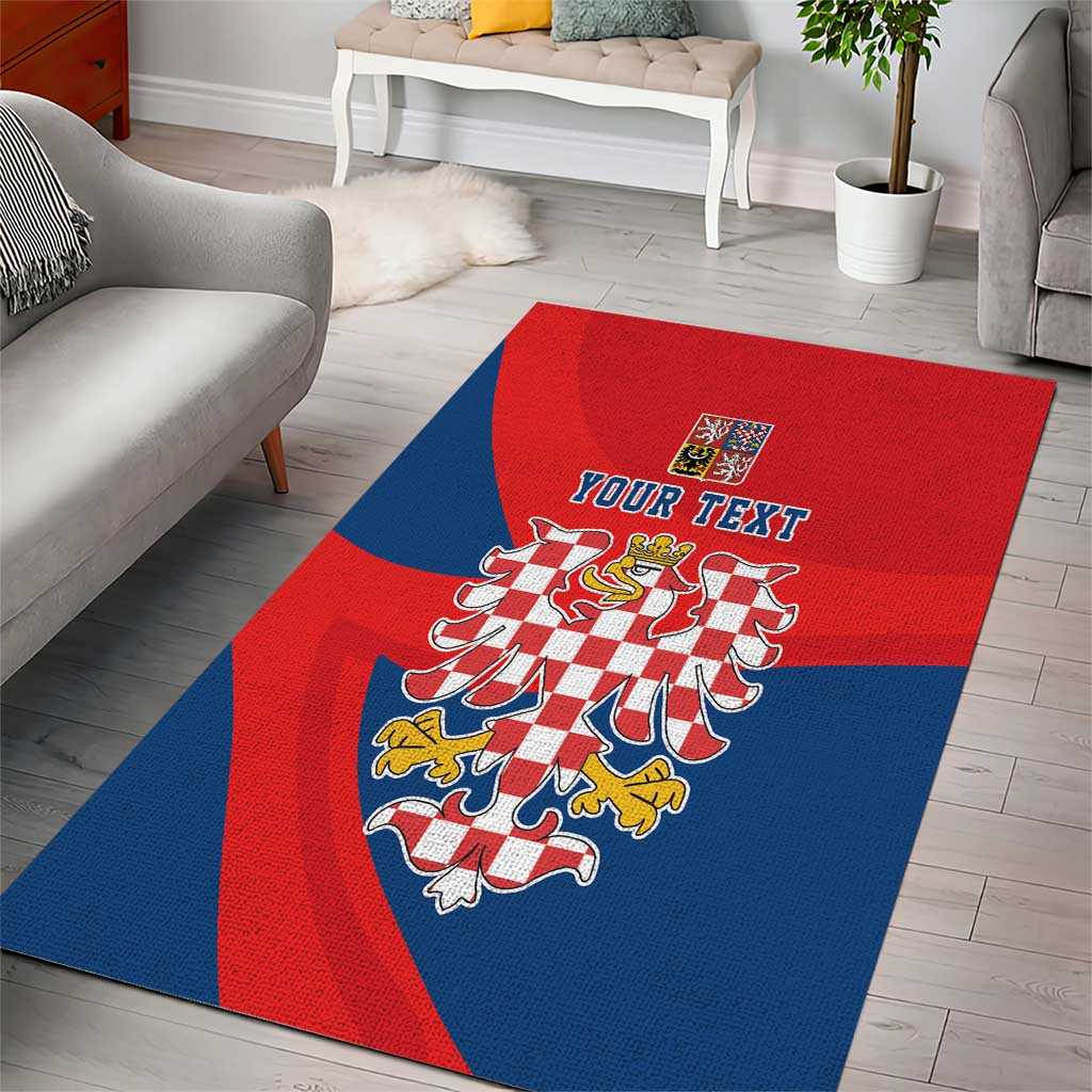 Personalized Coat of Arms of Moravia Area Rug Gold-crowned White Red Checkered Eagle