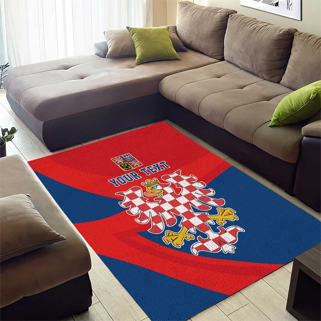 Personalized Coat of Arms of Moravia Area Rug Gold-crowned White Red Checkered Eagle
