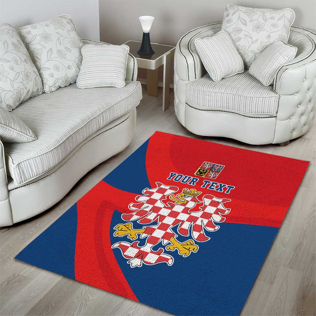 Personalized Coat of Arms of Moravia Area Rug Gold-crowned White Red Checkered Eagle