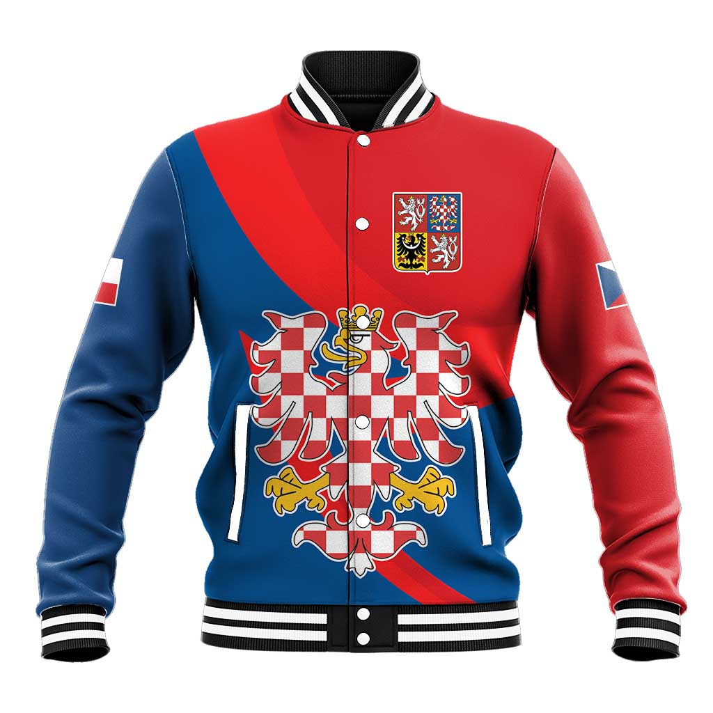 Personalized Coat of Arms of Moravia Baseball Jacket Gold-crowned White Red Checkered Eagle
