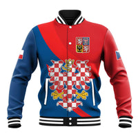 Personalized Coat of Arms of Moravia Baseball Jacket Gold-crowned White Red Checkered Eagle