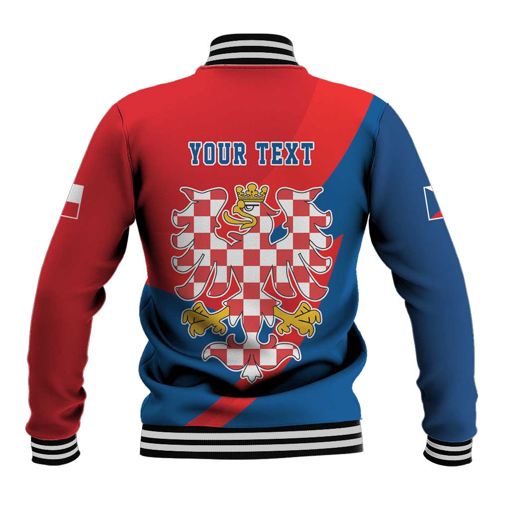 Personalized Coat of Arms of Moravia Baseball Jacket Gold-crowned White Red Checkered Eagle
