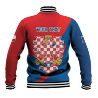 Personalized Coat of Arms of Moravia Baseball Jacket Gold-crowned White Red Checkered Eagle
