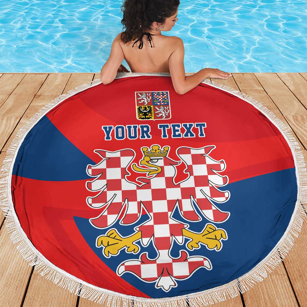 Personalized Coat of Arms of Moravia Beach Blanket Gold-crowned White Red Checkered Eagle