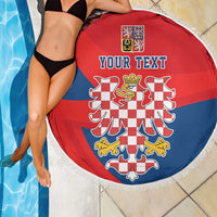 Personalized Coat of Arms of Moravia Beach Blanket Gold-crowned White Red Checkered Eagle