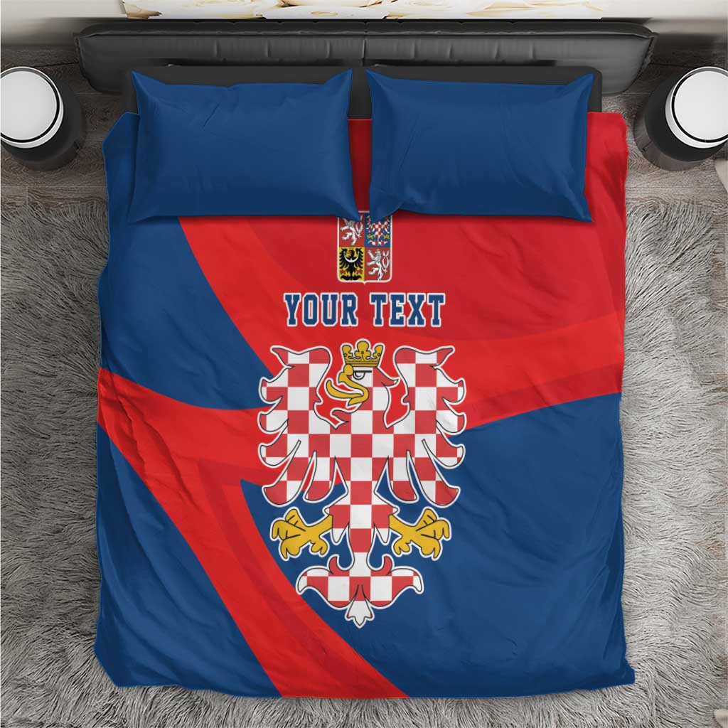Personalized Coat of Arms of Moravia Bedding Set Gold-crowned White Red Checkered Eagle