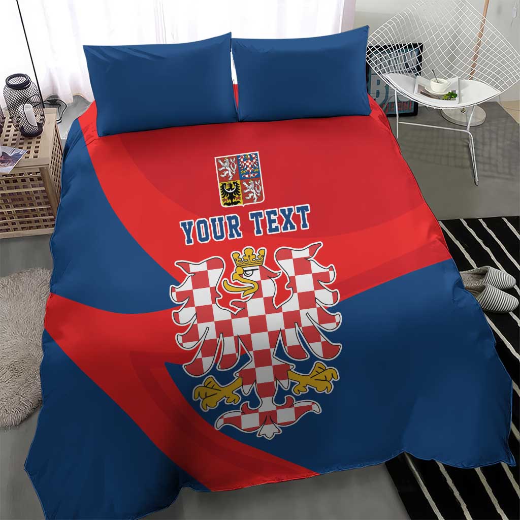Personalized Coat of Arms of Moravia Bedding Set Gold-crowned White Red Checkered Eagle