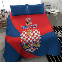 Personalized Coat of Arms of Moravia Bedding Set Gold-crowned White Red Checkered Eagle