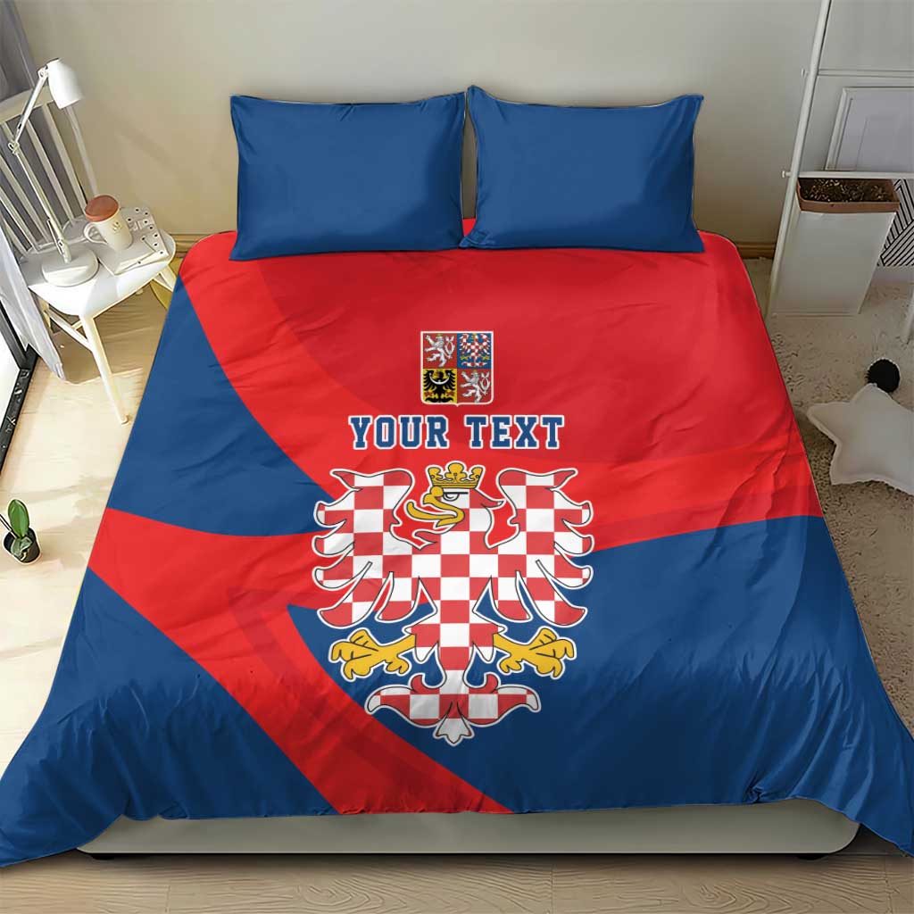 Personalized Coat of Arms of Moravia Bedding Set Gold-crowned White Red Checkered Eagle