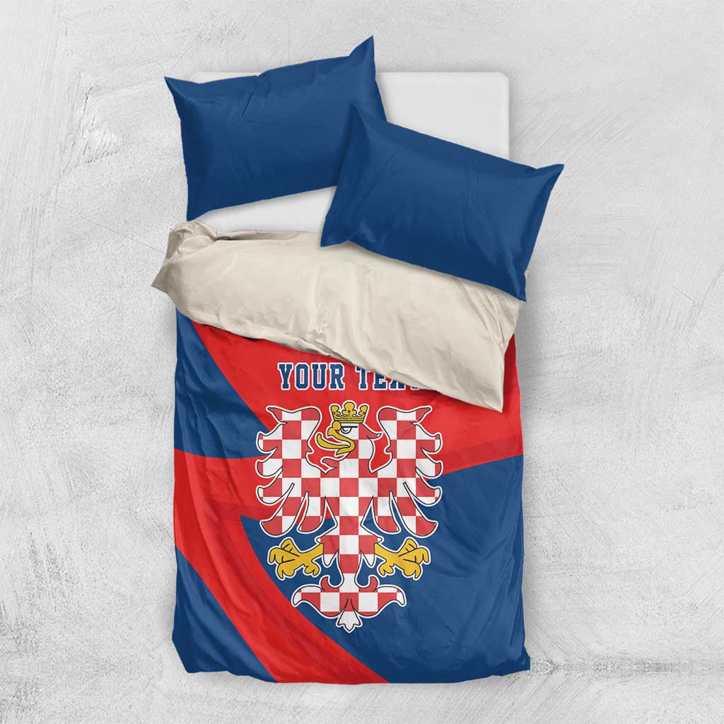 Personalized Coat of Arms of Moravia Bedding Set Gold-crowned White Red Checkered Eagle
