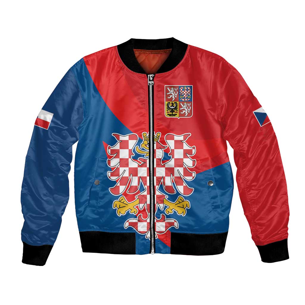 Personalized Coat of Arms of Moravia Bomber Jacket Gold-crowned White Red Checkered Eagle