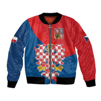 Personalized Coat of Arms of Moravia Bomber Jacket Gold-crowned White Red Checkered Eagle