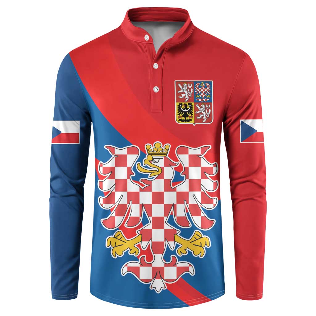 Personalized Coat of Arms of Moravia Button Sweatshirt Gold-crowned White Red Checkered Eagle