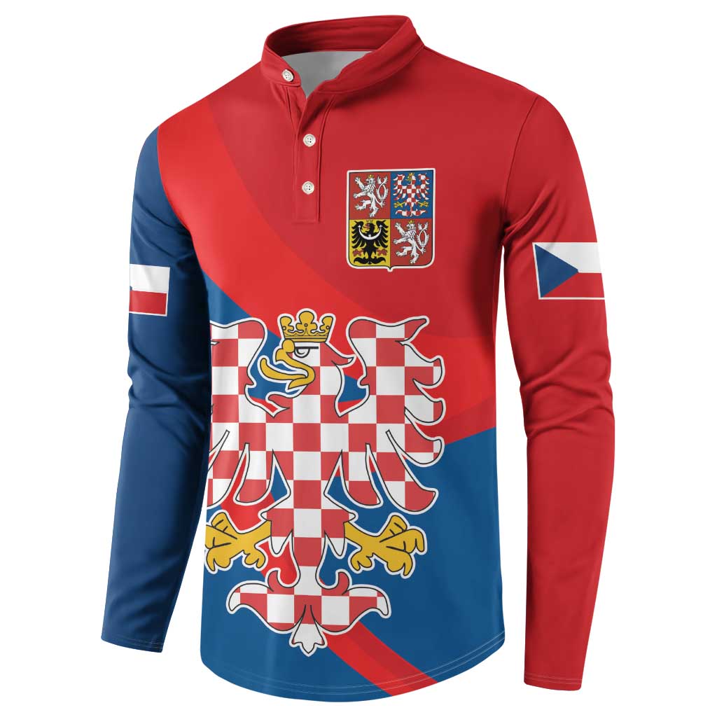 Personalized Coat of Arms of Moravia Button Sweatshirt Gold-crowned White Red Checkered Eagle