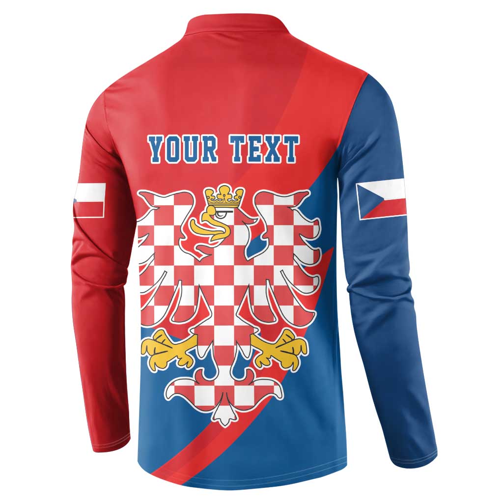 Personalized Coat of Arms of Moravia Button Sweatshirt Gold-crowned White Red Checkered Eagle