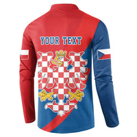 Personalized Coat of Arms of Moravia Button Sweatshirt Gold-crowned White Red Checkered Eagle