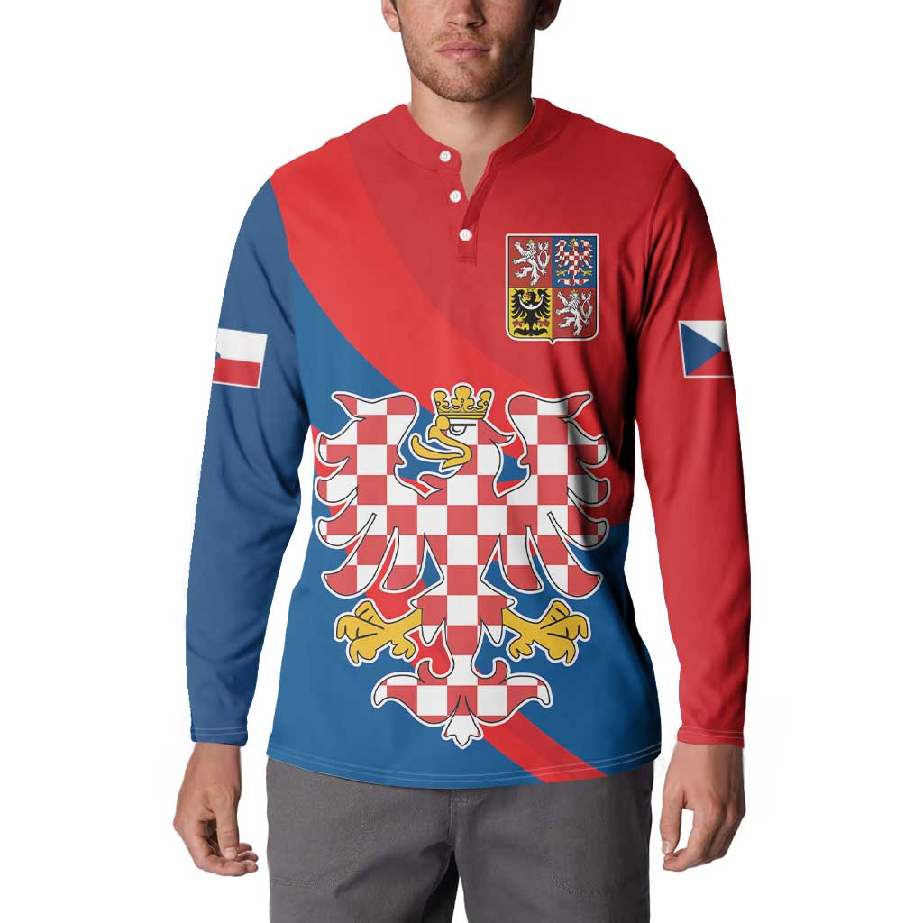 Personalized Coat of Arms of Moravia Button Sweatshirt Gold-crowned White Red Checkered Eagle