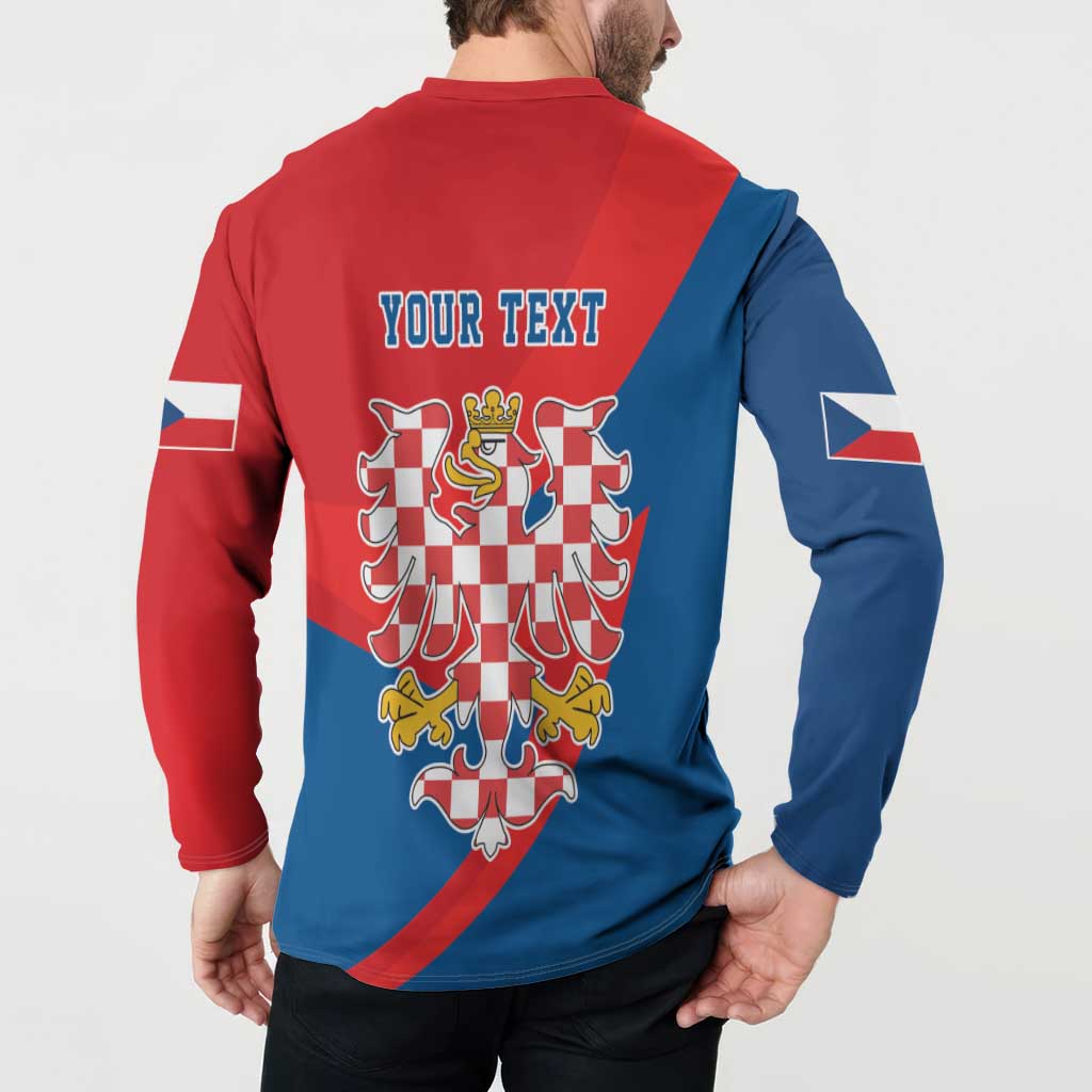 Personalized Coat of Arms of Moravia Button Sweatshirt Gold-crowned White Red Checkered Eagle