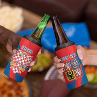 Personalized Coat of arms of Moravia 4 in 1 Can Cooler Tumbler Gold-crowned White Red Checkered Eagle