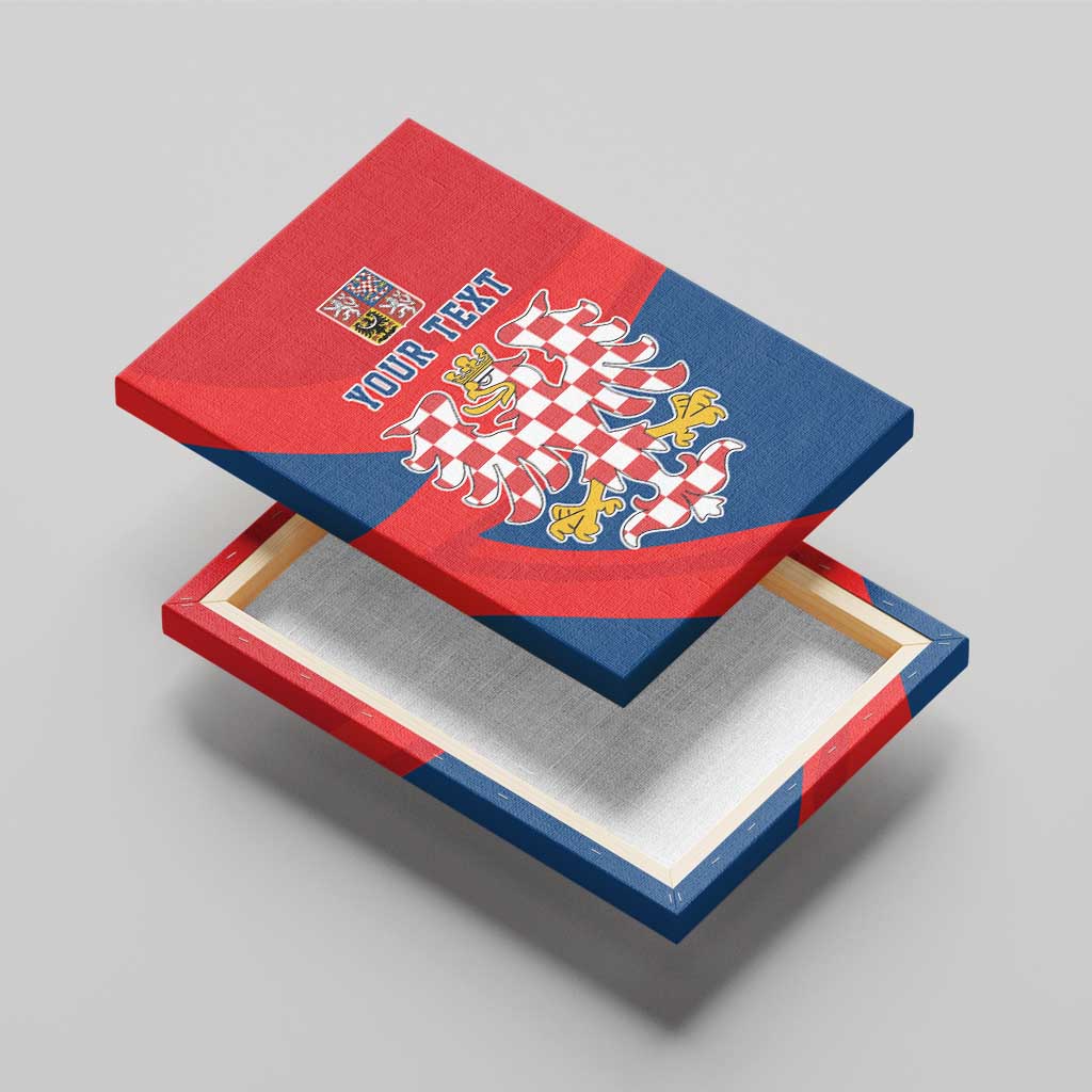 Personalized Coat of Arms of Moravia Canvas Wall Art Gold-crowned White Red Checkered Eagle