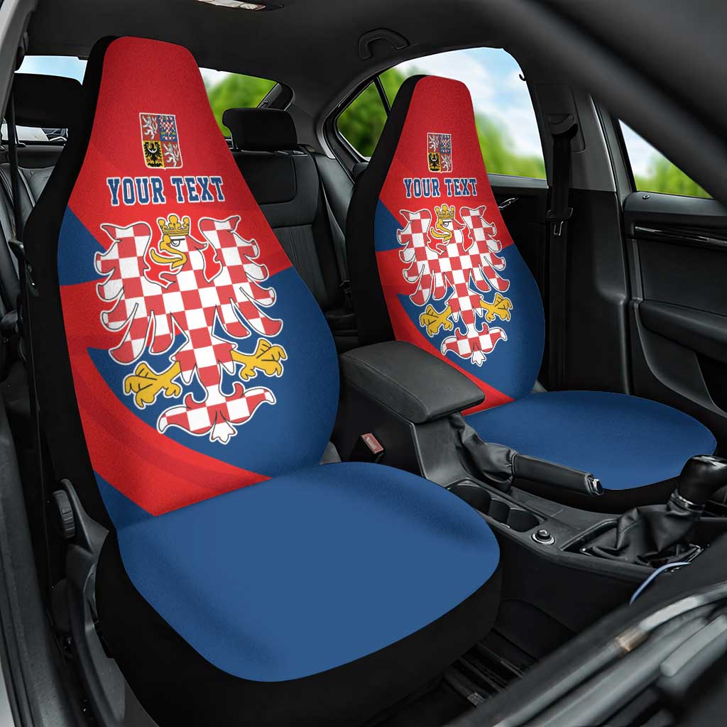 Personalized Coat of Arms of Moravia Car Seat Cover Gold-crowned White Red Checkered Eagle