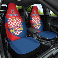 Personalized Coat of Arms of Moravia Car Seat Cover Gold-crowned White Red Checkered Eagle