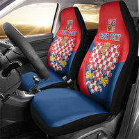 Personalized Coat of Arms of Moravia Car Seat Cover Gold-crowned White Red Checkered Eagle
