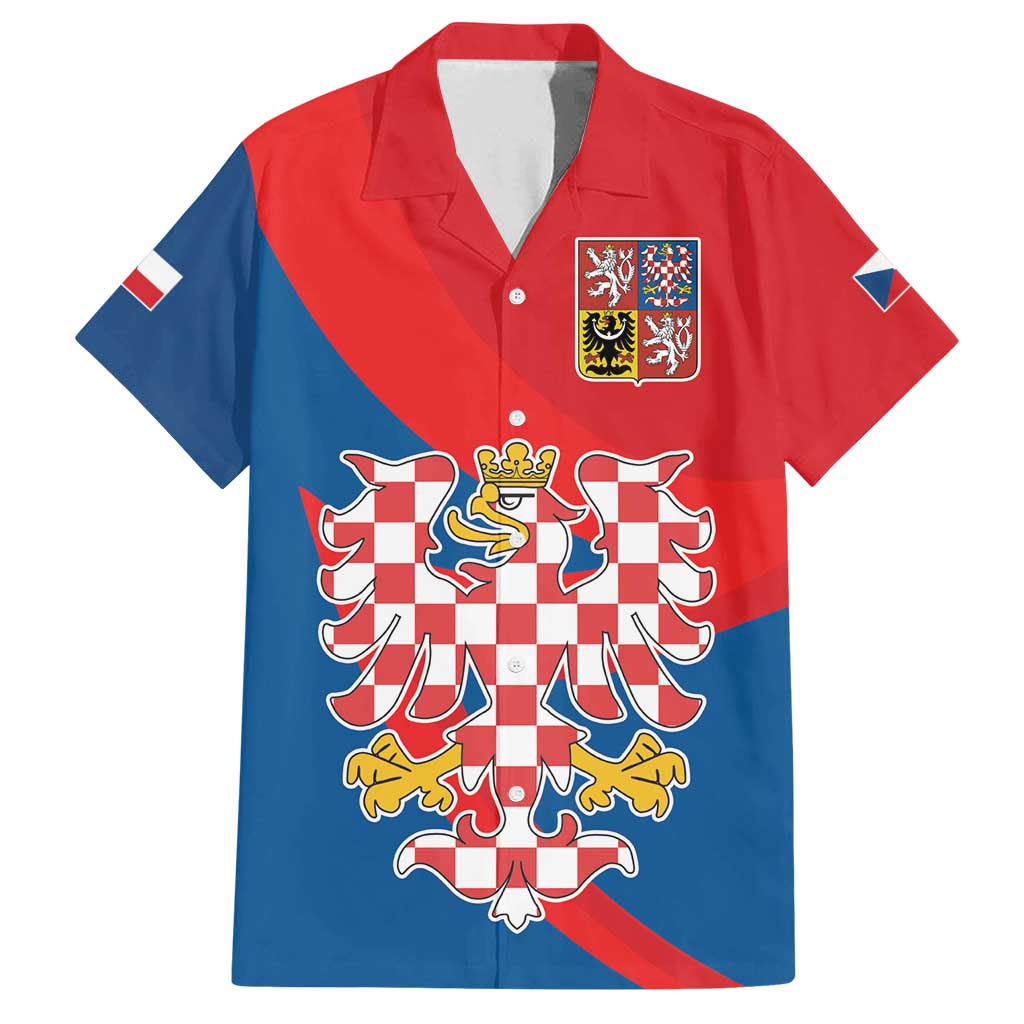Personalized Coat of Arms of Moravia Family Matching Long Sleeve Bodycon Dress and Hawaiian Shirt Gold-crowned White Red Checkered Eagle