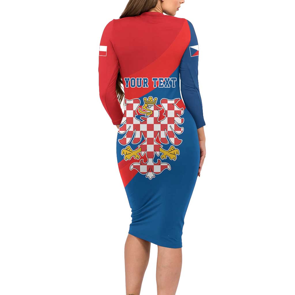 Personalized Coat of Arms of Moravia Family Matching Long Sleeve Bodycon Dress and Hawaiian Shirt Gold-crowned White Red Checkered Eagle