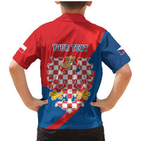 Personalized Coat of Arms of Moravia Family Matching Mermaid Dress and Hawaiian Shirt Gold-crowned White Red Checkered Eagle