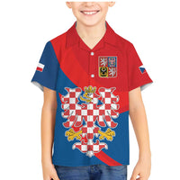 Personalized Coat of Arms of Moravia Family Matching Mermaid Dress and Hawaiian Shirt Gold-crowned White Red Checkered Eagle