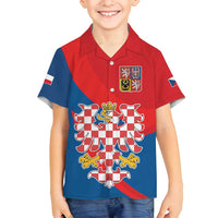 Personalized Coat of Arms of Moravia Family Matching Puletasi and Hawaiian Shirt Gold-crowned White Red Checkered Eagle