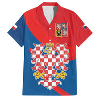 Personalized Coat of Arms of Moravia Family Matching Summer Maxi Dress and Hawaiian Shirt Gold-crowned White Red Checkered Eagle