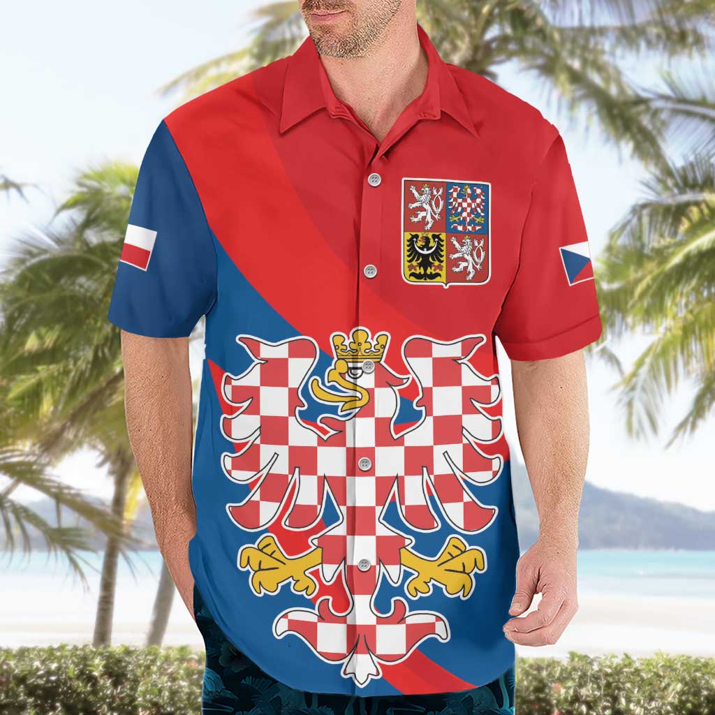 Personalized Coat of Arms of Moravia Hawaiian Shirt Gold-crowned White Red Checkered Eagle