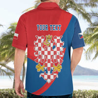 Personalized Coat of Arms of Moravia Hawaiian Shirt Gold-crowned White Red Checkered Eagle