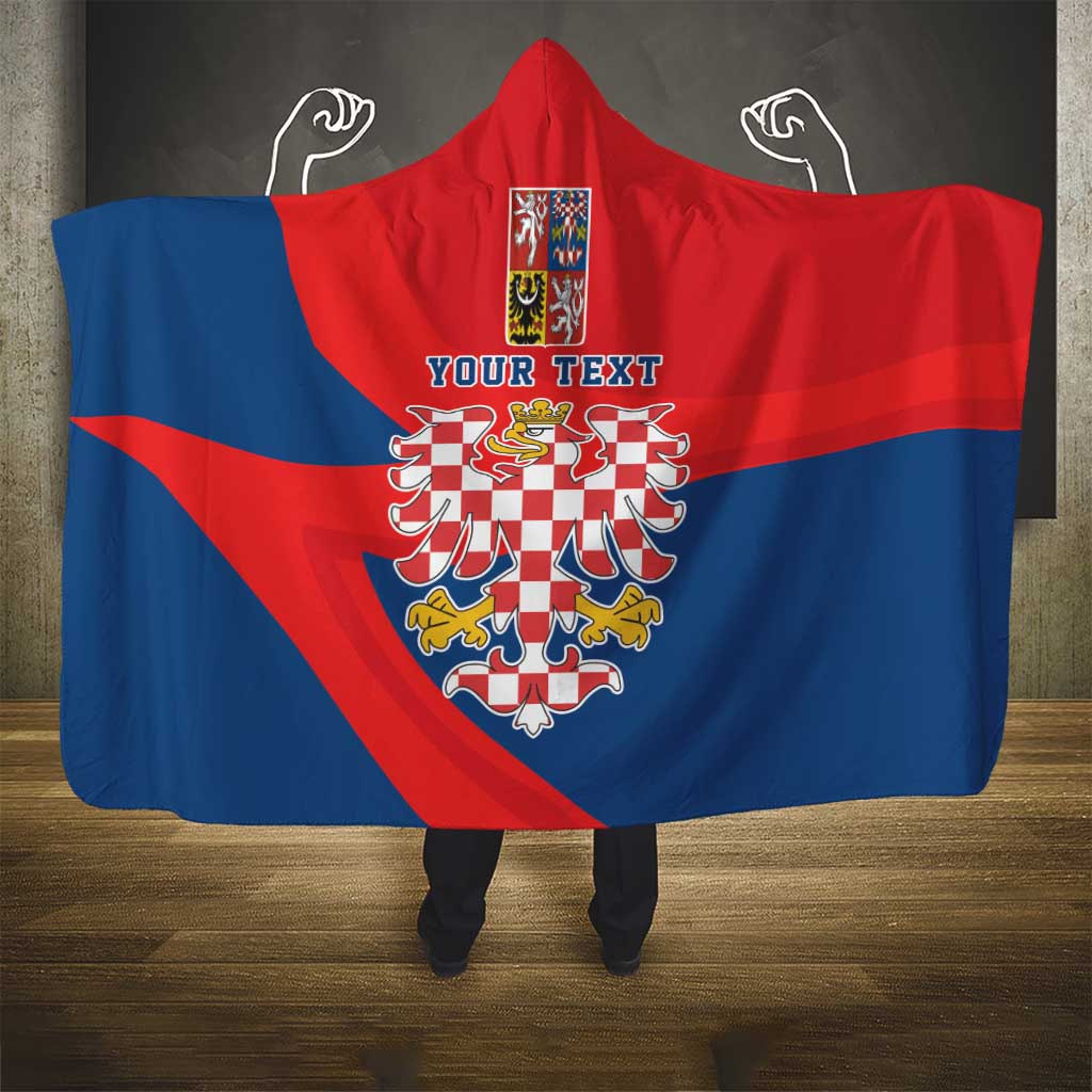 Personalized Coat of Arms of Moravia Hooded Blanket Gold-crowned White Red Checkered Eagle