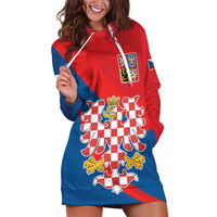 Personalized Coat of Arms of Moravia Hoodie Dress Gold-crowned White Red Checkered Eagle