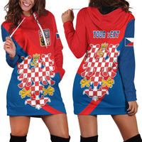 Personalized Coat of Arms of Moravia Hoodie Dress Gold-crowned White Red Checkered Eagle