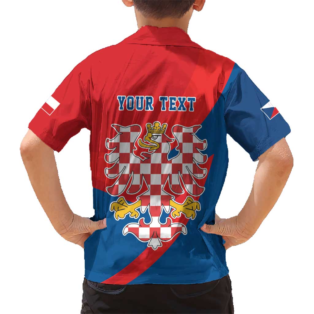Personalized Coat of Arms of Moravia Kid Hawaiian Shirt Gold-crowned White Red Checkered Eagle