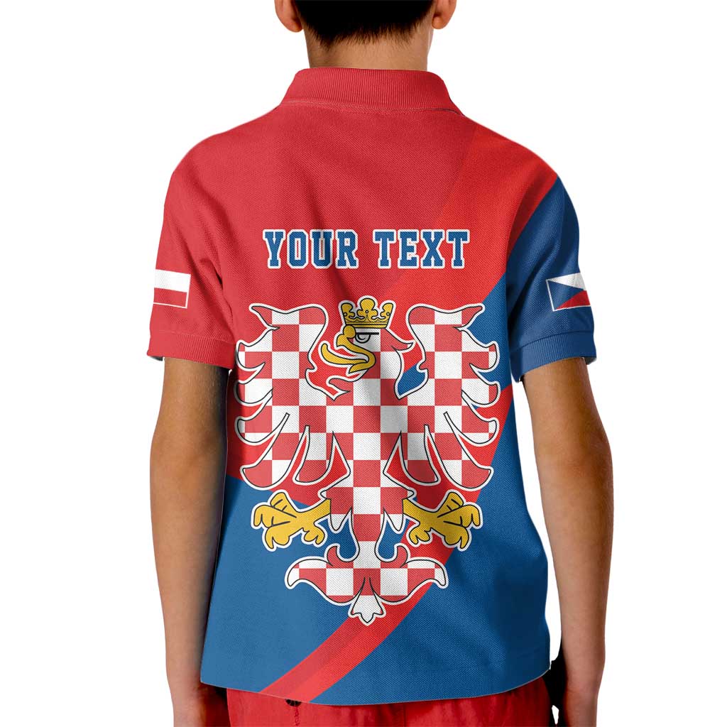 Personalized Coat of Arms of Moravia Kid Polo Shirt Gold-crowned White Red Checkered Eagle